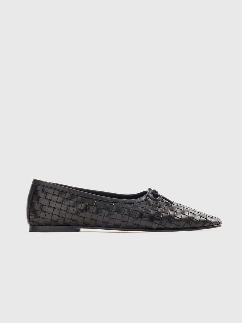 Quince Italian Leather Handwoven Square Toe Ballet Flat - Picture 3 of 5